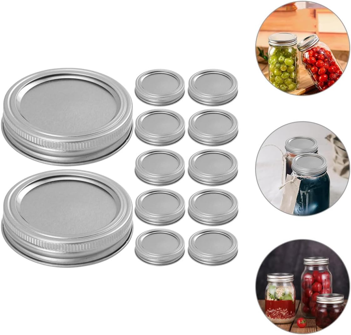 Metal Regular Mouth Mason Jar Lids and Rings - 70mm Caps for Canning, Fermenting, Pickling, and Storage - Home Canning Supplies