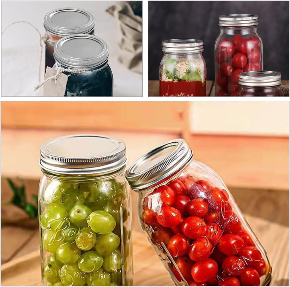 Metal Regular Mouth Mason Jar Lids and Rings - 70mm Caps for Canning, Fermenting, Pickling, and Storage - Home Canning Supplies