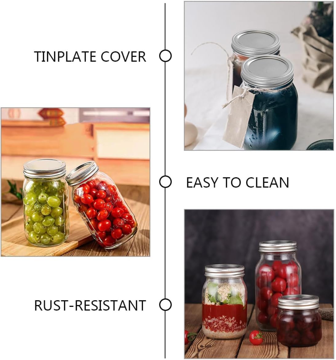 Metal Regular Mouth Mason Jar Lids and Rings - 70mm Caps for Canning, Fermenting, Pickling, and Storage - Home Canning Supplies