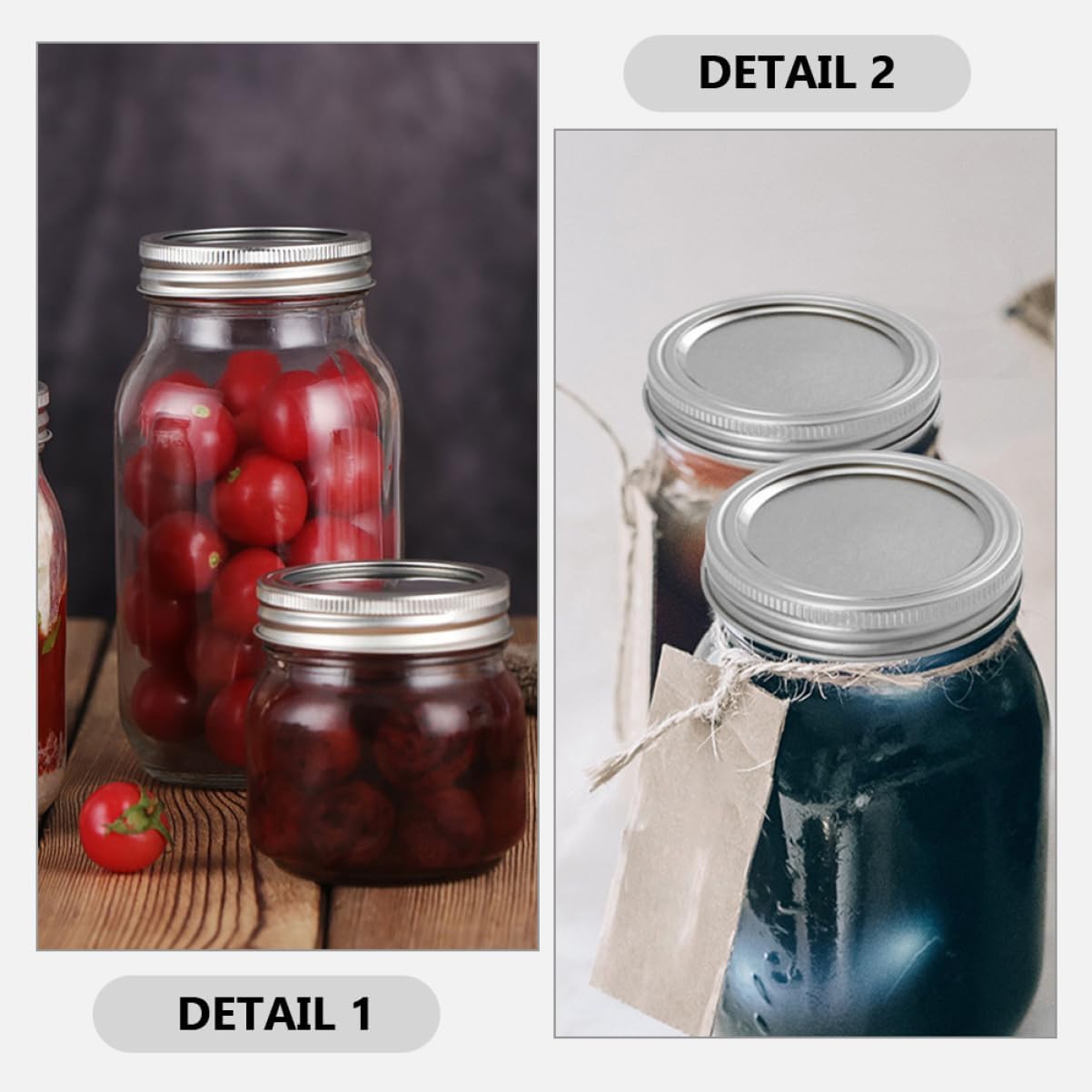 Metal Regular Mouth Mason Jar Lids and Rings - 70mm Caps for Canning, Fermenting, Pickling, and Storage - Home Canning Supplies