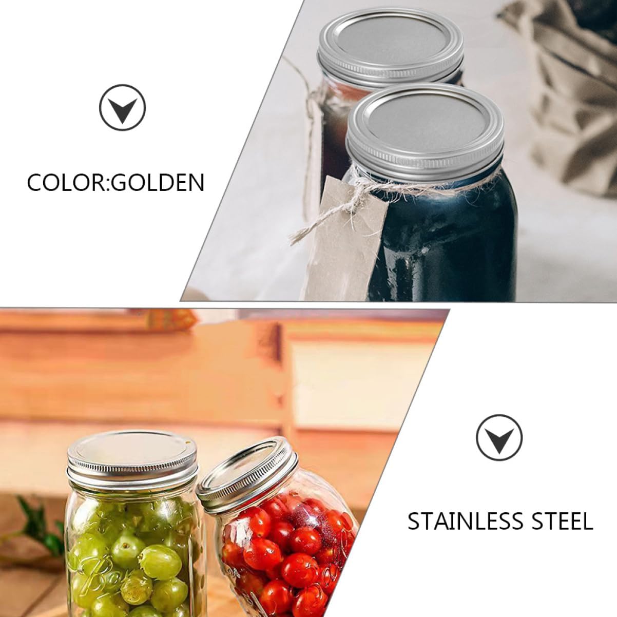 Metal Regular Mouth Mason Jar Lids and Rings - 70mm Caps for Canning, Fermenting, Pickling, and Storage - Home Canning Supplies