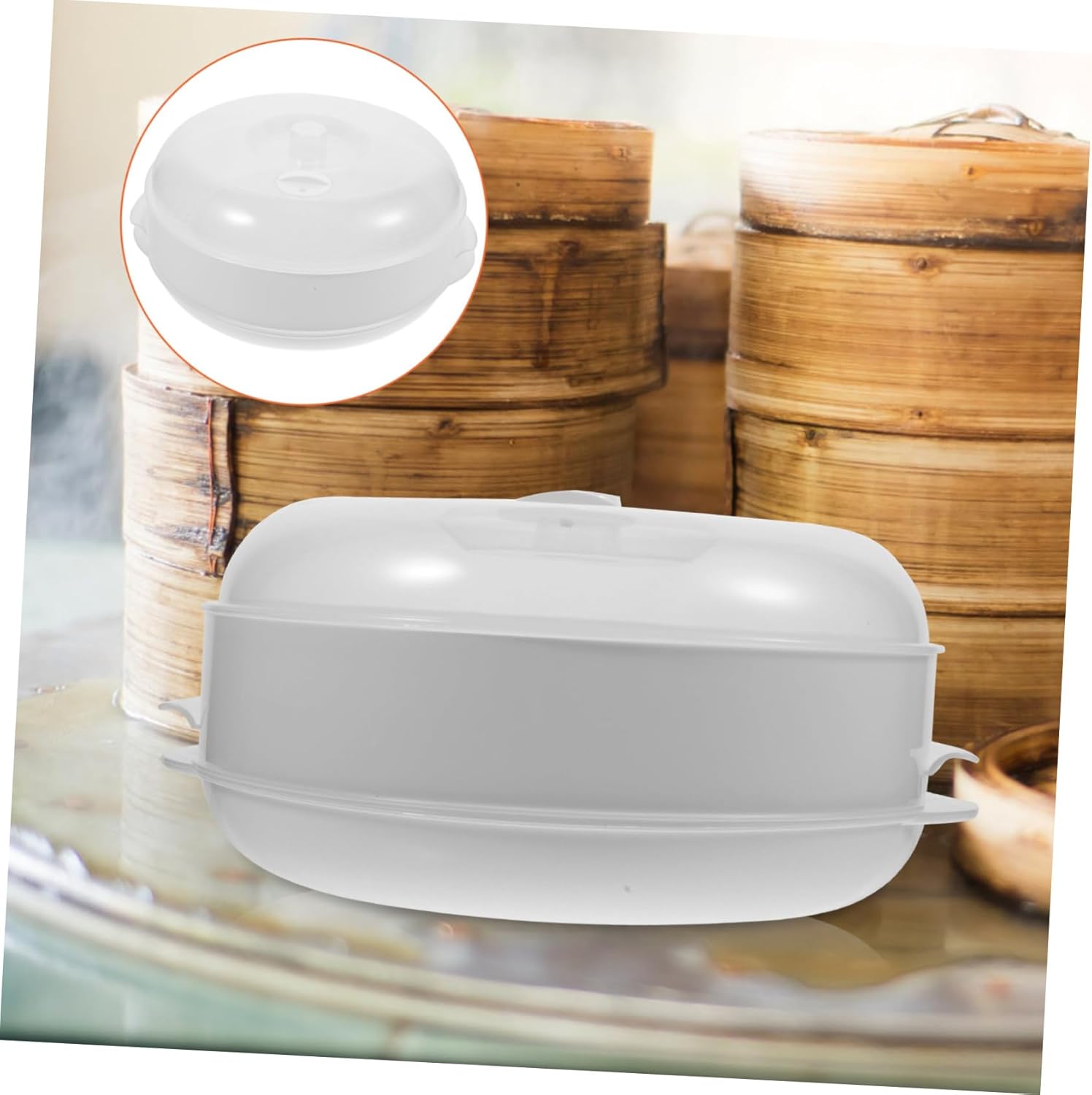 Microwave Steamer with Lid Vent for Even Heating - Ideal for Cooking Food and Vegetables in Household Kitchen