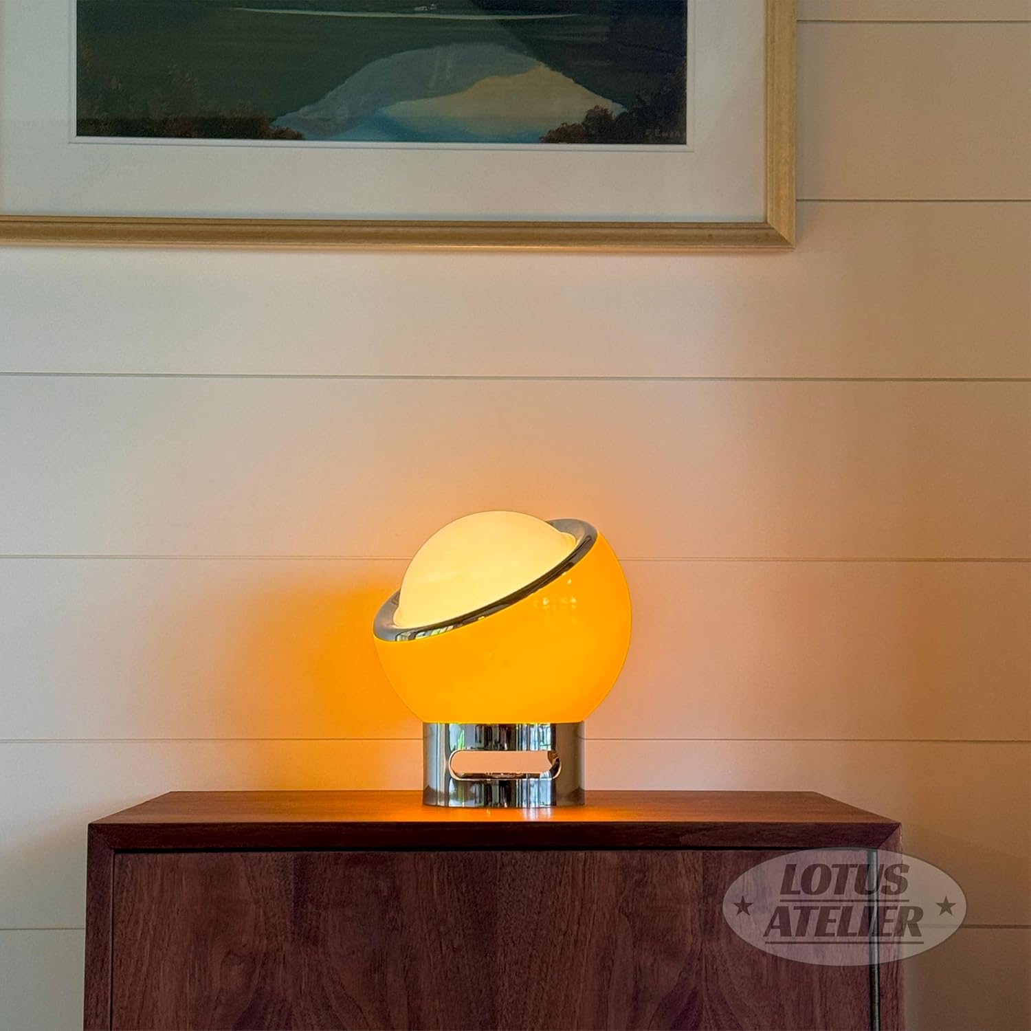 Mid Century Modern Lotus Atelier Bauhaus Lamp in Warm Retro Orange for Bedroom & Living Room Aesthetic Lighting