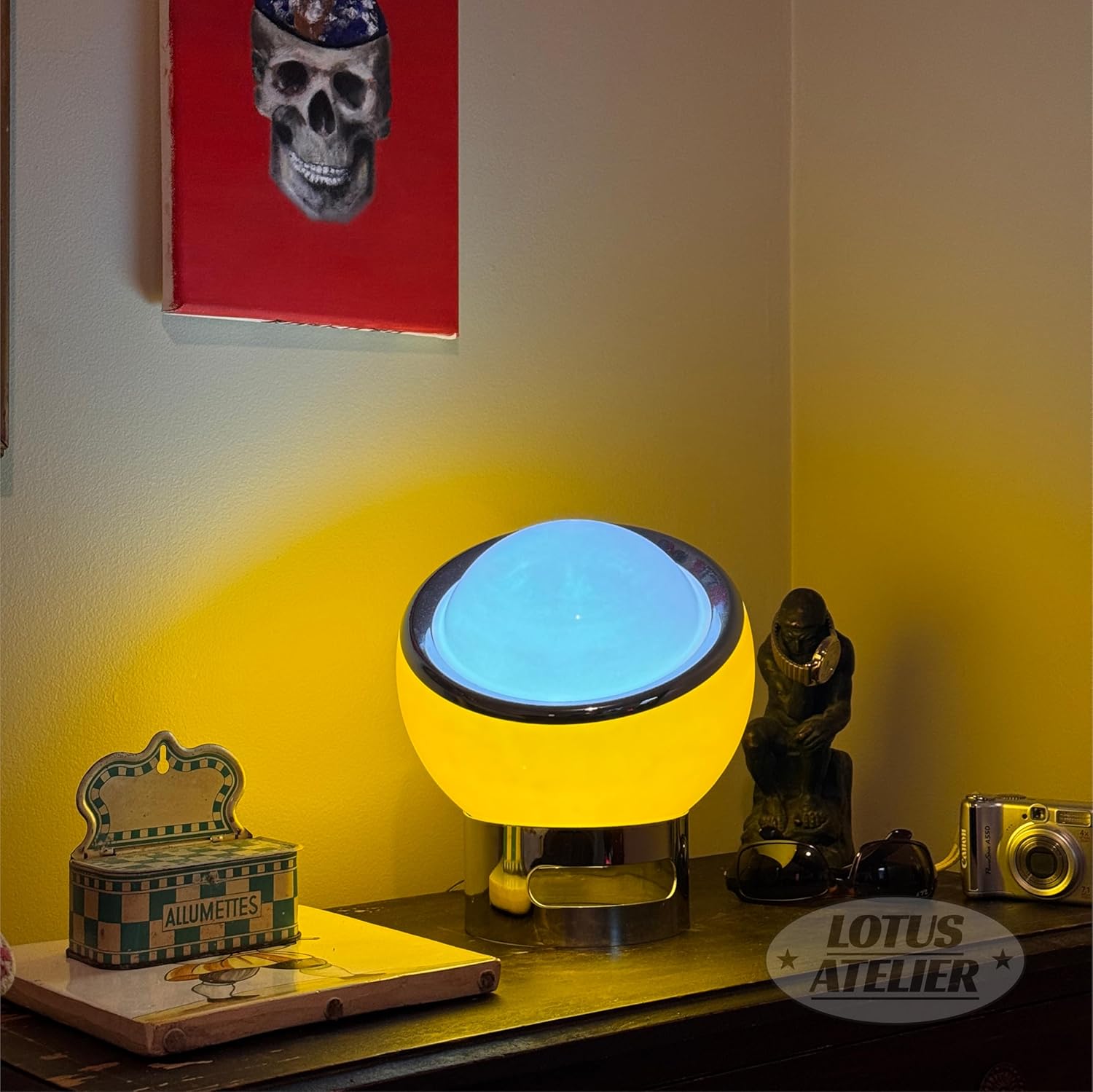 Mid Century Modern Lotus Atelier Bauhaus Lamp in Warm Retro Orange for Bedroom & Living Room Aesthetic Lighting