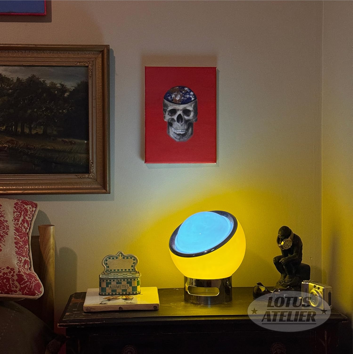 Mid Century Modern Lotus Atelier Bauhaus Lamp in Warm Retro Orange for Bedroom & Living Room Aesthetic Lighting