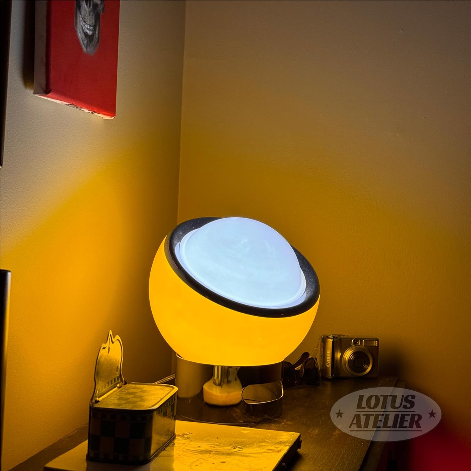 Mid Century Modern Lotus Atelier Bauhaus Lamp in Warm Retro Orange for Bedroom & Living Room Aesthetic Lighting
