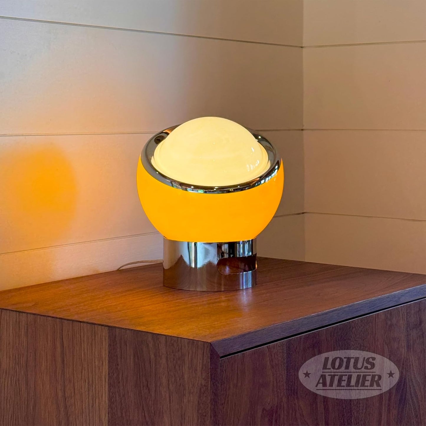 Mid Century Modern Lotus Atelier Bauhaus Lamp in Warm Retro Orange for Bedroom & Living Room Aesthetic Lighting