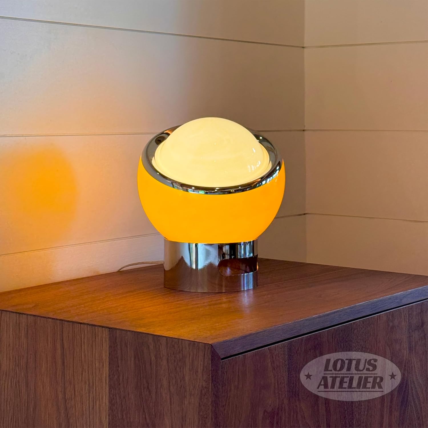 Mid Century Modern Lotus Atelier Bauhaus Lamp in Warm Retro Orange for Bedroom & Living Room Aesthetic Lighting