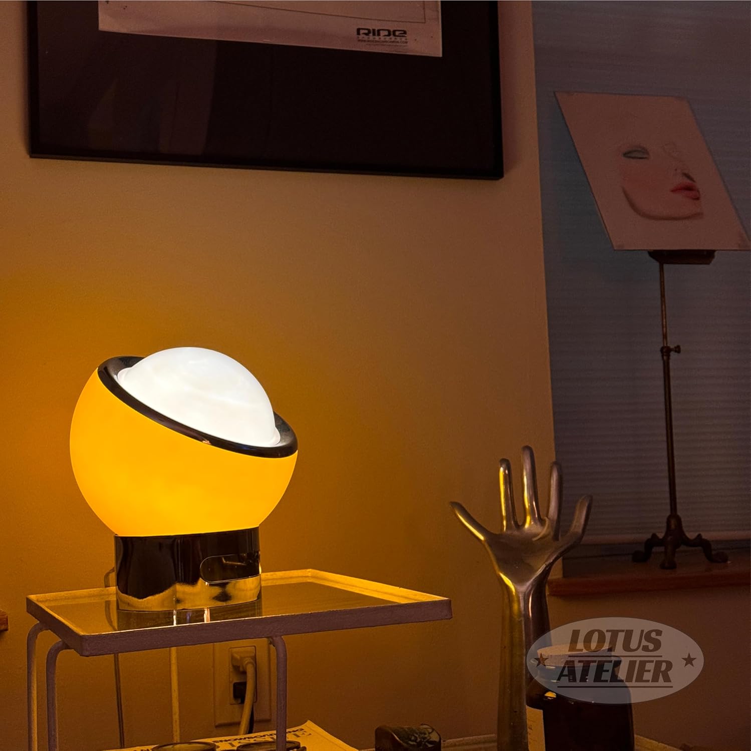 Mid Century Modern Lotus Atelier Bauhaus Lamp in Warm Retro Orange for Bedroom & Living Room Aesthetic Lighting