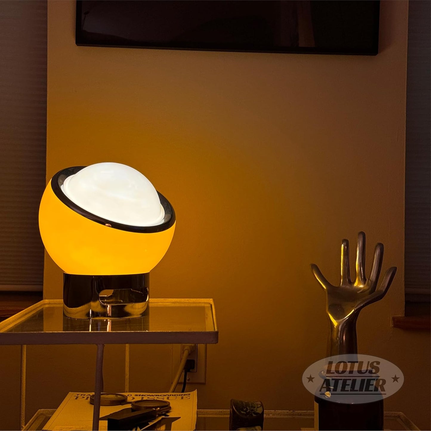 Mid Century Modern Lotus Atelier Bauhaus Lamp in Warm Retro Orange for Bedroom & Living Room Aesthetic Lighting