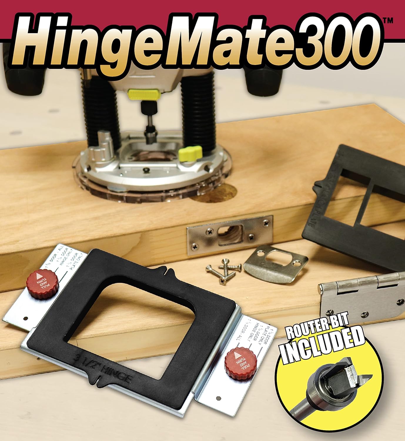 Milescraft 1213 Hinge Mate 300 - All-in-One Door Hinge Installation Kit with Templates for Latch and Strike Plate on Doors and Jambs