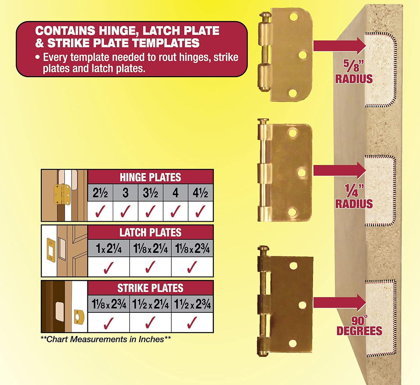 Milescraft 1213 Hinge Mate 300 - All-in-One Door Hinge Installation Kit with Templates for Latch and Strike Plate on Doors and Jambs