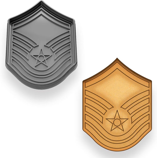 Military-Themed Air Force Master Sergeant Cookie Cutter & Stamp Set - 4.25x3.14 Inches, Baking Tool