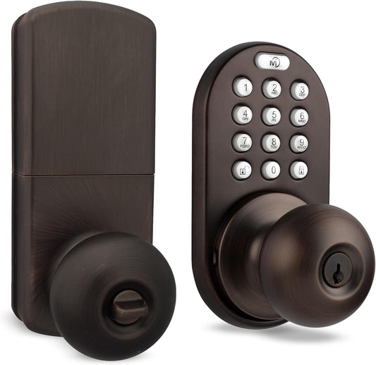 MiLocks TKK-02OB Electronic Keypad Door Knob Lock in Oil Rubbed Bronze - Keyless Entry Security Solution