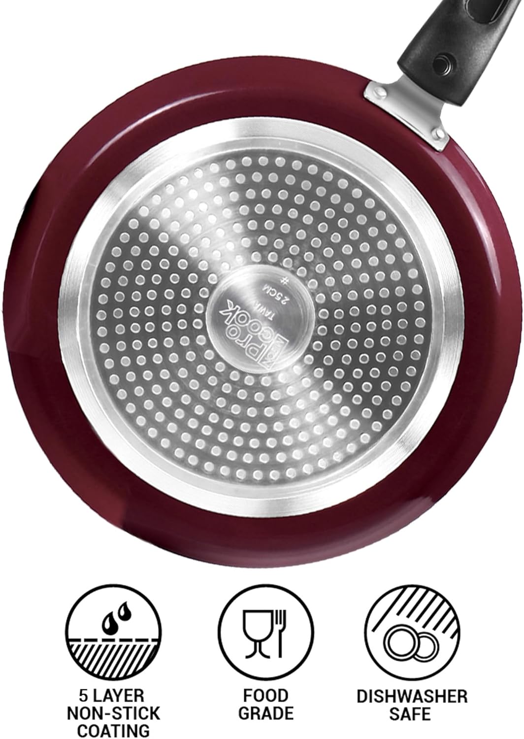 MILTON Pro cook Frying Pan Set with Lid, Nonstick Indian Cookware, Set of 3 - Fry Pan, Kadhai, Tawa - Induction Compatible, Aluminum, Oven & Dishwasher Safe