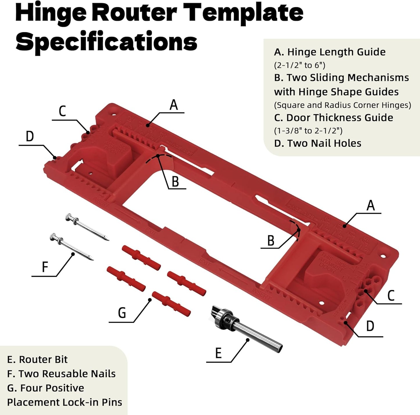 Mimeng Uomo Door Hinge Jig for Precise Installation of 8 Hinge Sizes and 5 Door Thicknesses