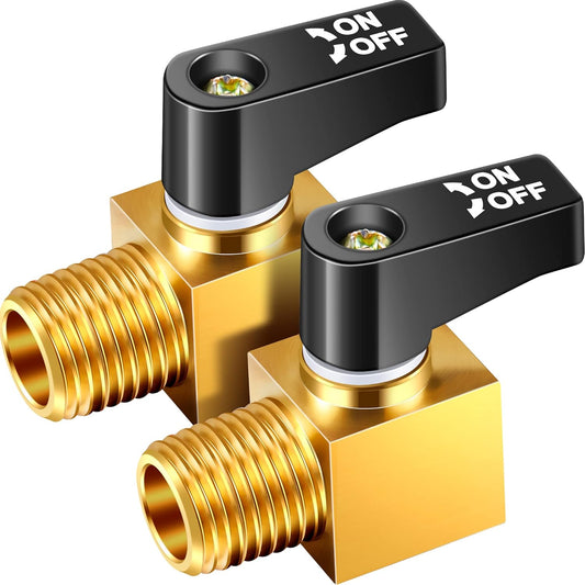 Mini Metal Ball Type Air Tank Drain Valve Brass, 1/4 Inch NPT Male x NPT Female - Pack of 2 - for Air Compressor Part