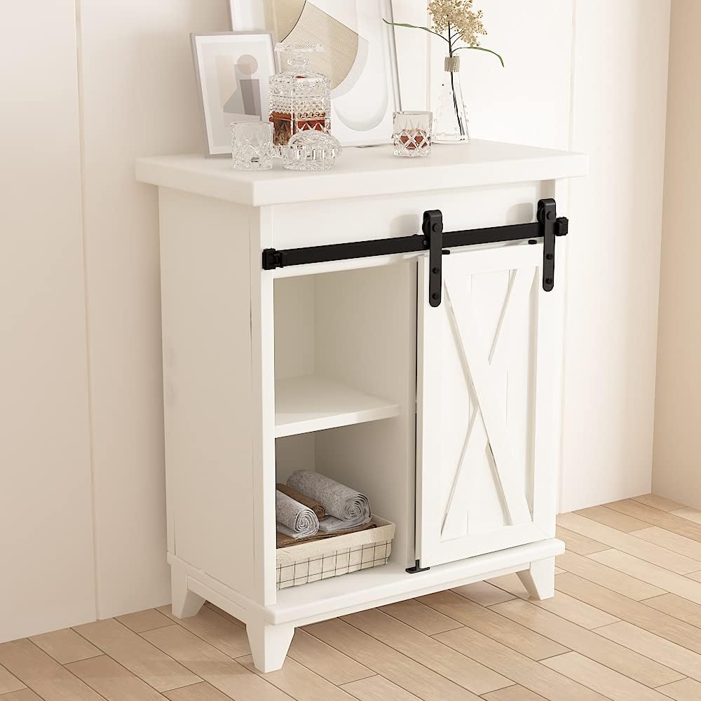 Mini Sliding Barn Door Hardware Kit for 2ft Single Door Cabinets - Ideal for Wardrobe, TV Stand - Skysen (YKD2) - WildKart