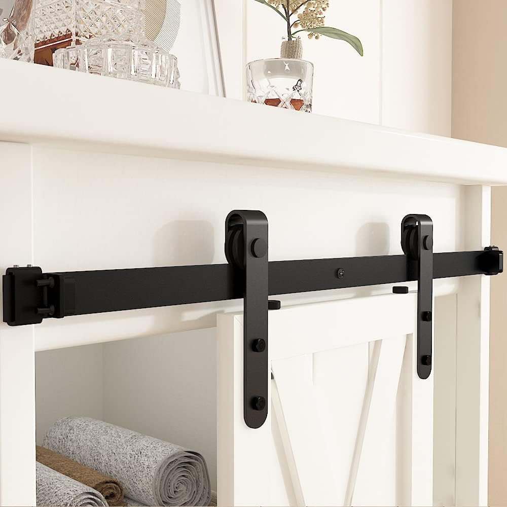Mini Sliding Barn Door Hardware Kit for 2ft Single Door Cabinets - Ideal for Wardrobe, TV Stand - Skysen (YKD2) - WildKart