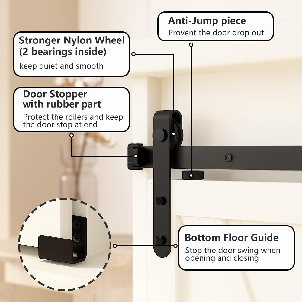 Mini Sliding Barn Door Hardware Kit for 2ft Single Door Cabinets - Ideal for Wardrobe, TV Stand - Skysen (YKD2) - WildKart