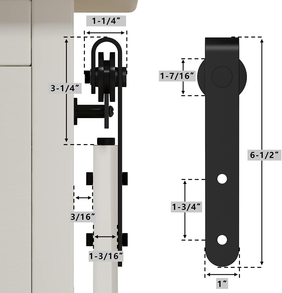 Mini Sliding Barn Door Hardware Kit for 2ft Single Door Cabinets - Ideal for Wardrobe, TV Stand - Skysen (YKD2) - WildKart