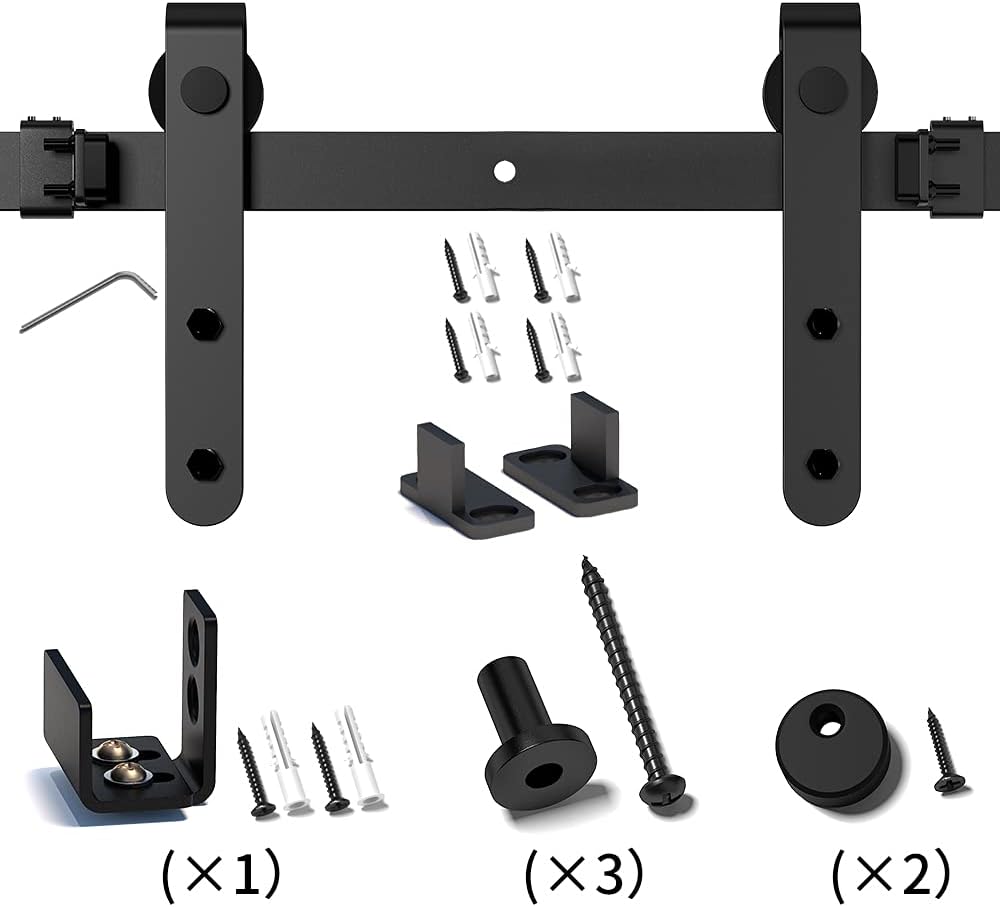 Mini Sliding Barn Door Hardware Kit for 2ft Single Door Cabinets - Ideal for Wardrobe, TV Stand - Skysen (YKD2) - WildKart