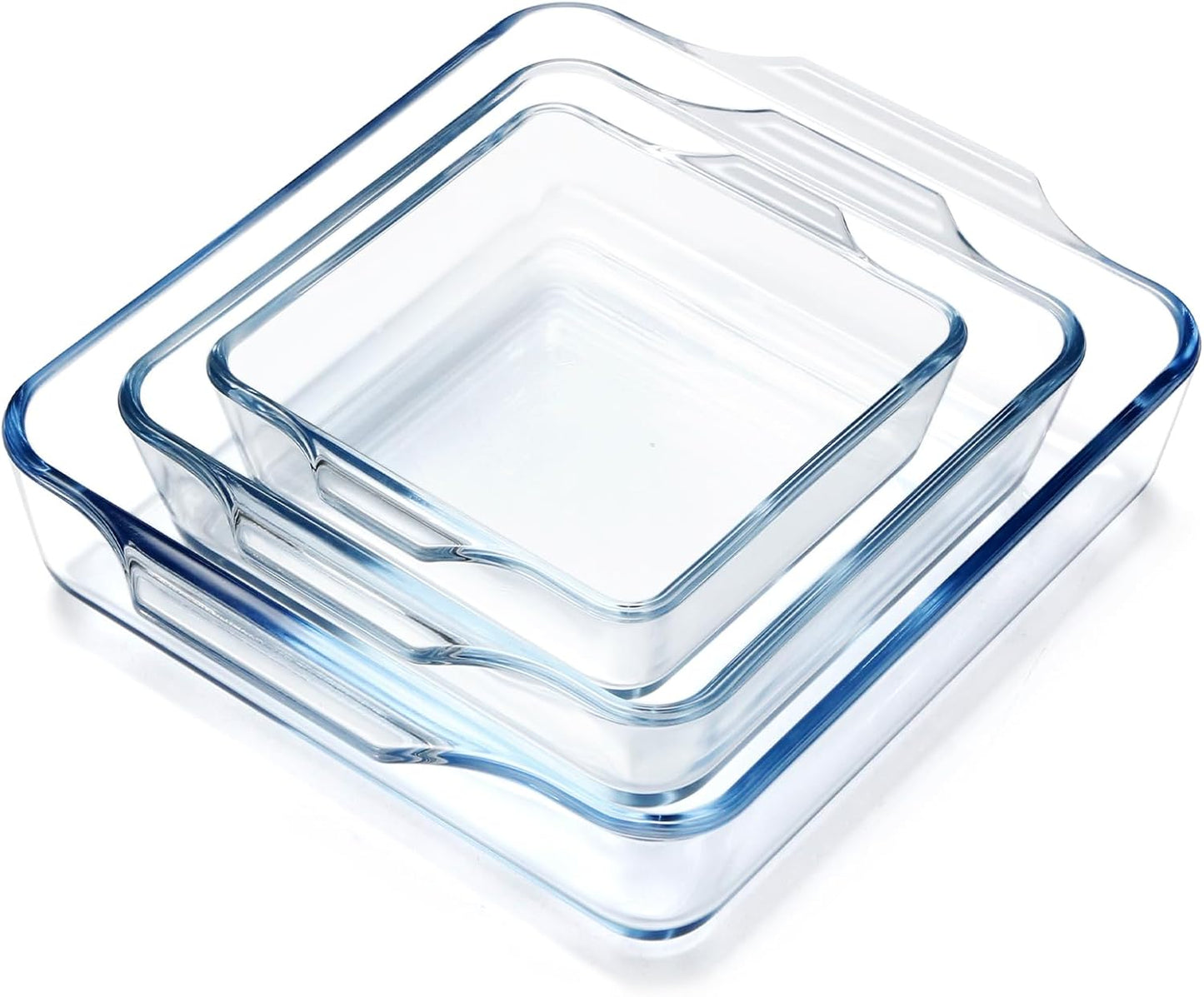 Mini Square Glass Baking Dish Set - Small Casserole Dishes for Oven (10oz, 20oz, 37oz) - Set of 3 Sizes (4.5in, 6in, 7.5in)