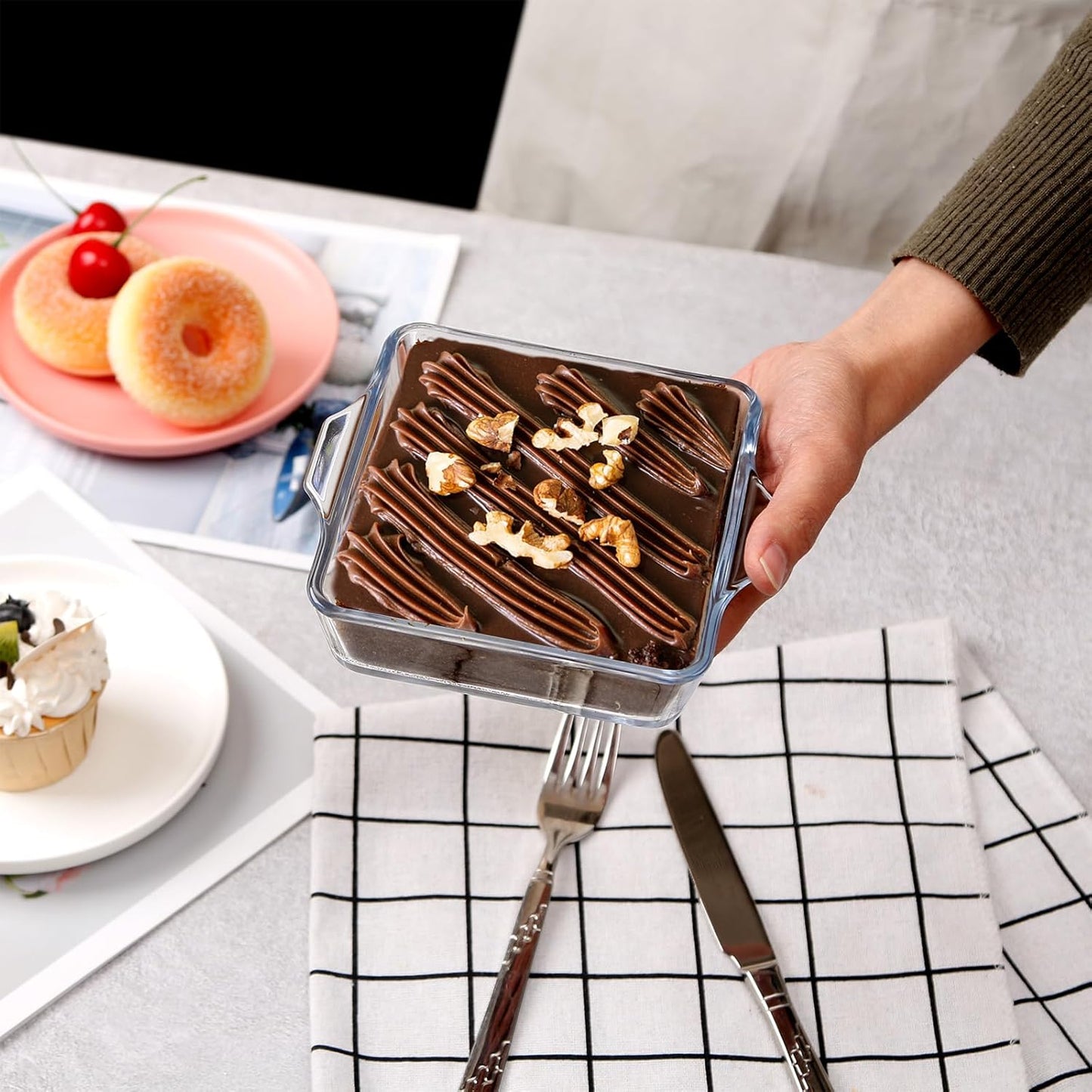 Mini Square Glass Baking Dish Set - Small Casserole Dishes for Oven (10oz, 20oz, 37oz) - Set of 3 Sizes (4.5in, 6in, 7.5in)