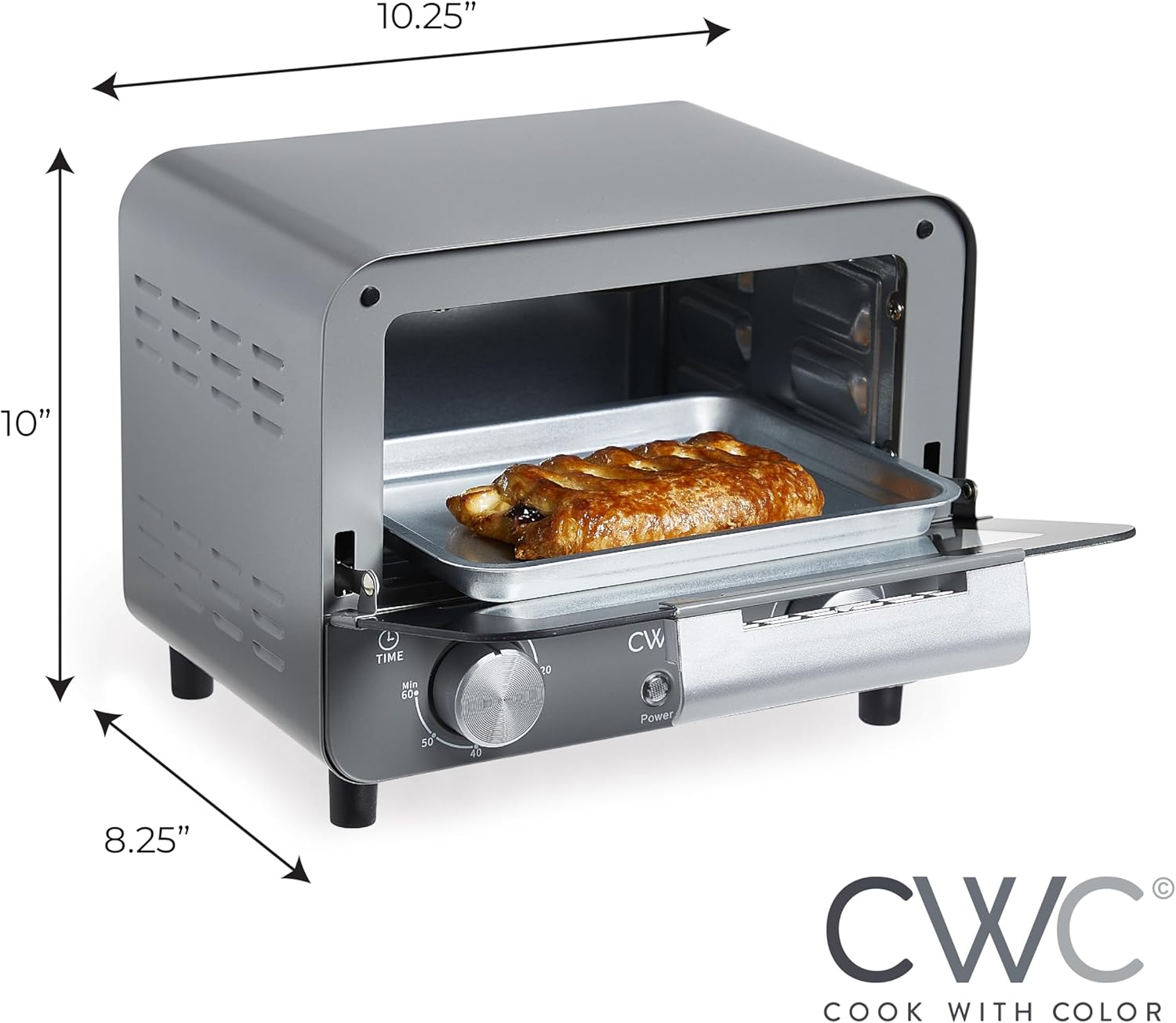 Mini Toaster Oven: 600W Power, Precision Timer, Auto Shutoff, Grey - Cook Culinary Delights Up To 450 Degrees