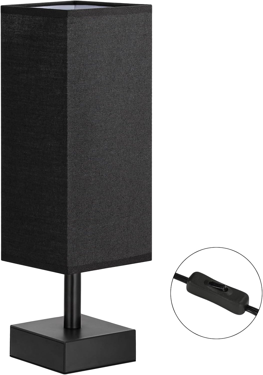 Minimalist Black Small Table Lamp for Bedroom - Stylish Bedside & Nightstand Lamp for Kids Room or Dorm - Modern Desk Lamp with Black Base by aooshine