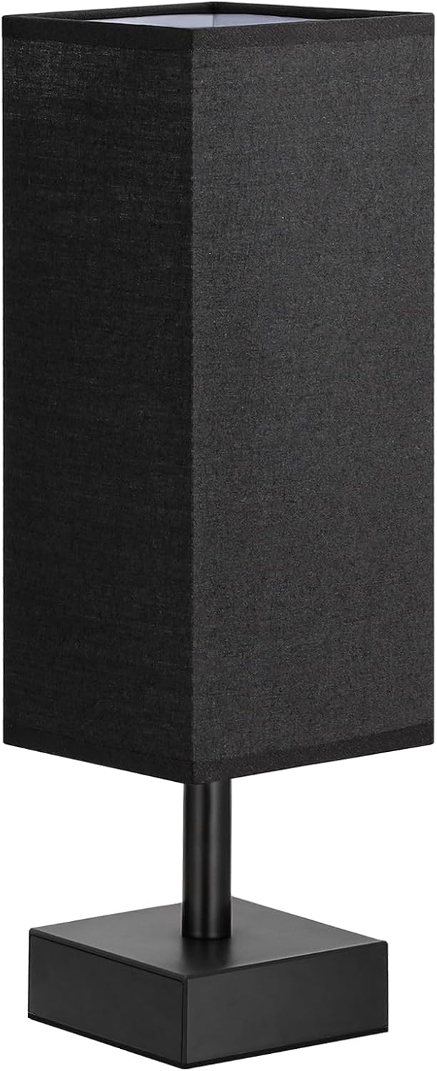 Minimalist Black Small Table Lamp for Bedroom - Stylish Bedside & Nightstand Lamp for Kids Room or Dorm - Modern Desk Lamp with Black Base by aooshine
