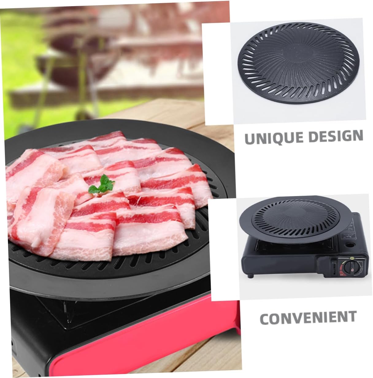 MOBUTOFU Non-Stick BBQ Grill Pan Set for Outdoor Grilling and Camping - Barbecue Accessories for Meat and Vegetables