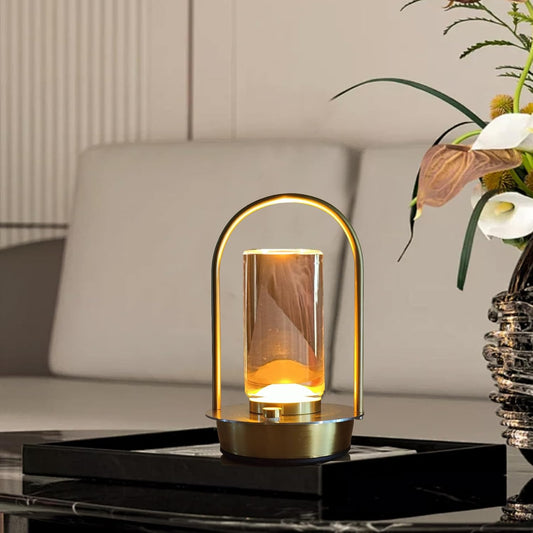 Modern Acrylic LED Table Lamp with Metal Frame - Adjustable Brightness & Color, Energy-Efficient, Ideal for Bedroom, Living Room, Office - Gold