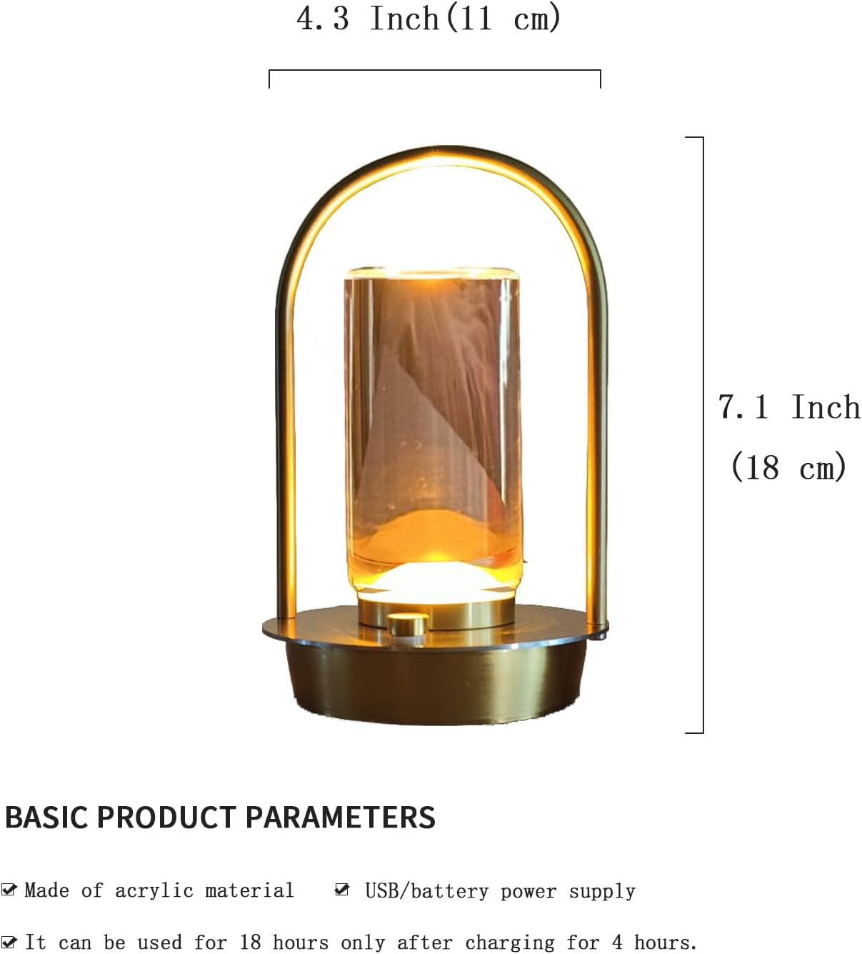 Modern Acrylic LED Table Lamp with Metal Frame - Adjustable Brightness & Color, Energy-Efficient, Ideal for Bedroom, Living Room, Office - Gold