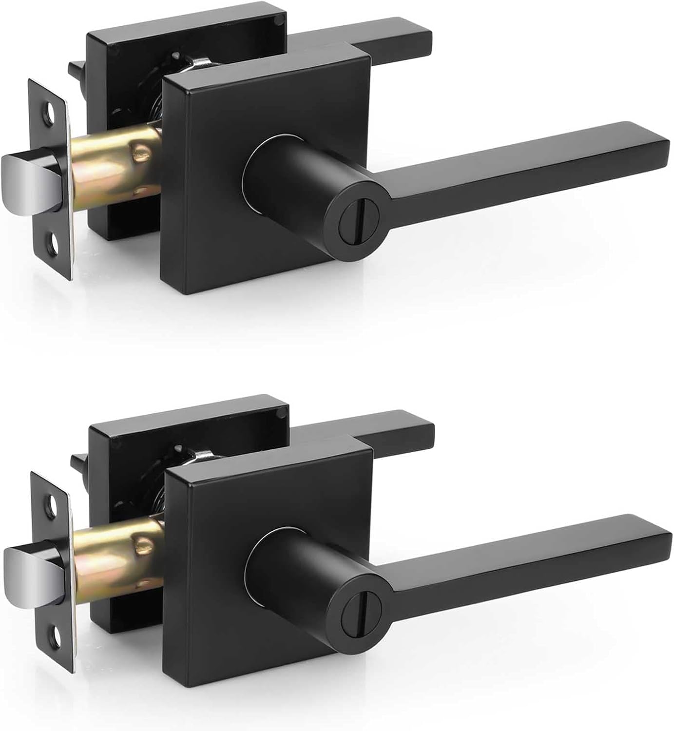 Modern Matte Black Privacy Door Knobs Set for Bedroom and Bathroom - Heavy Duty Interior Door Handles with Keyless Entry