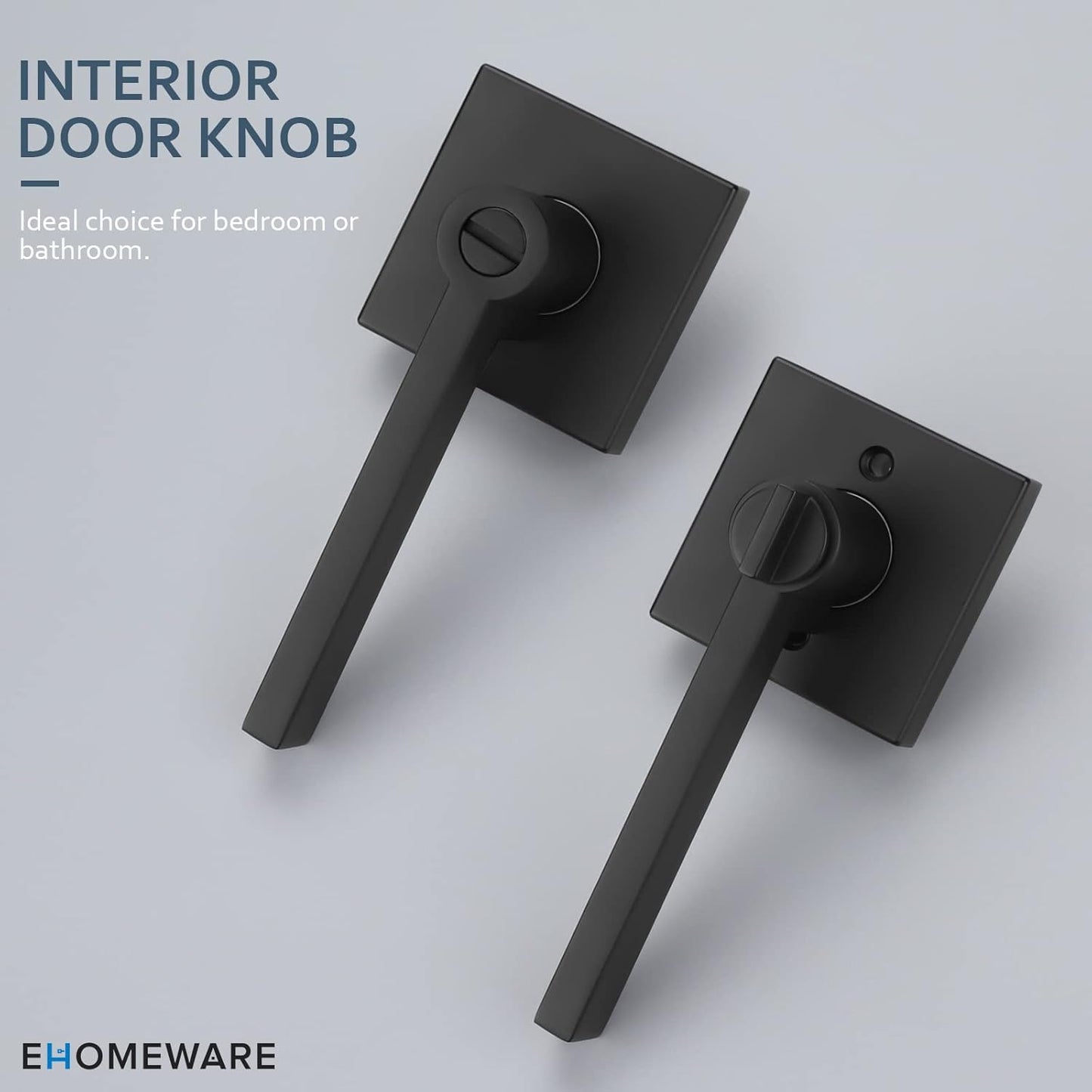 Modern Matte Black Privacy Door Knobs Set for Bedroom and Bathroom - Heavy Duty Interior Door Handles with Keyless Entry