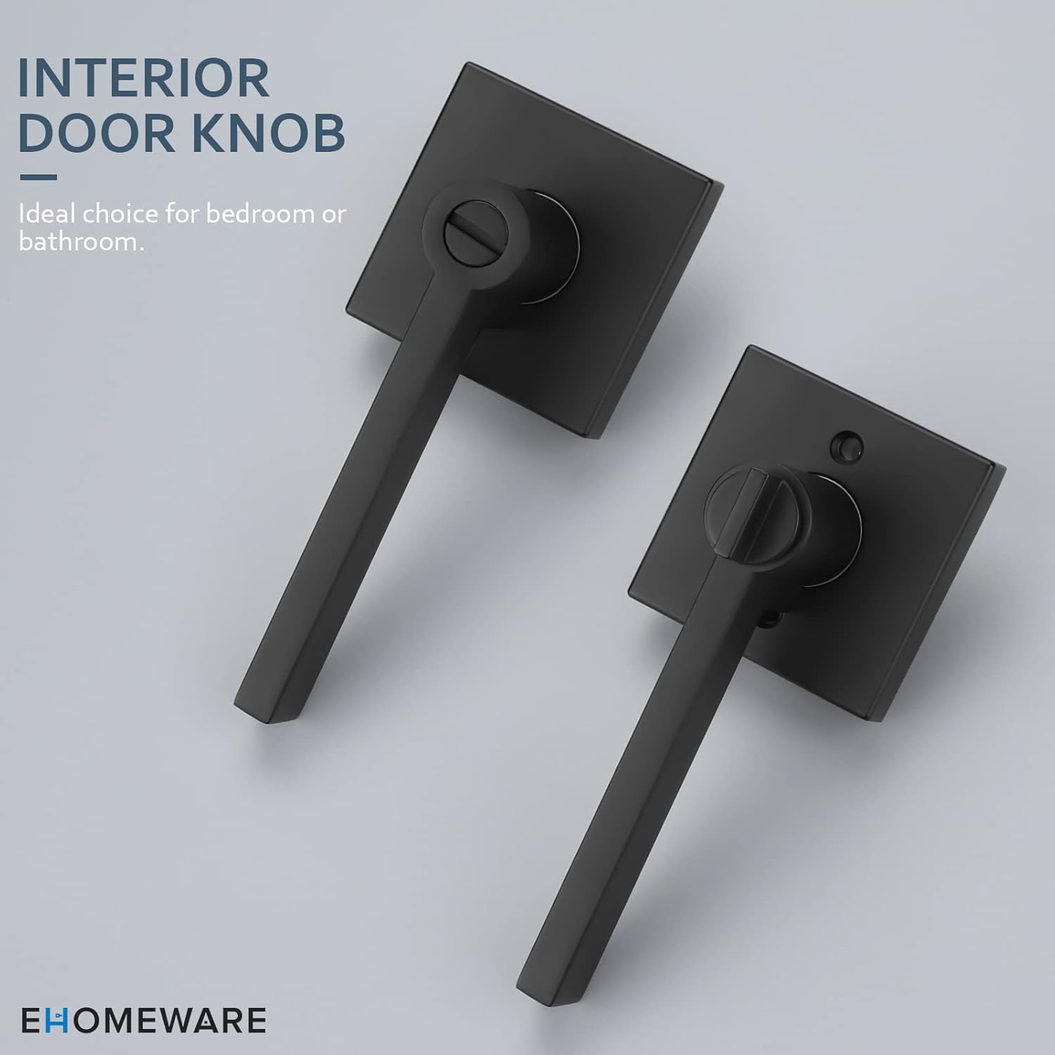Modern Matte Black Privacy Door Knobs Set for Bedroom and Bathroom - Heavy Duty Interior Door Handles with Keyless Entry