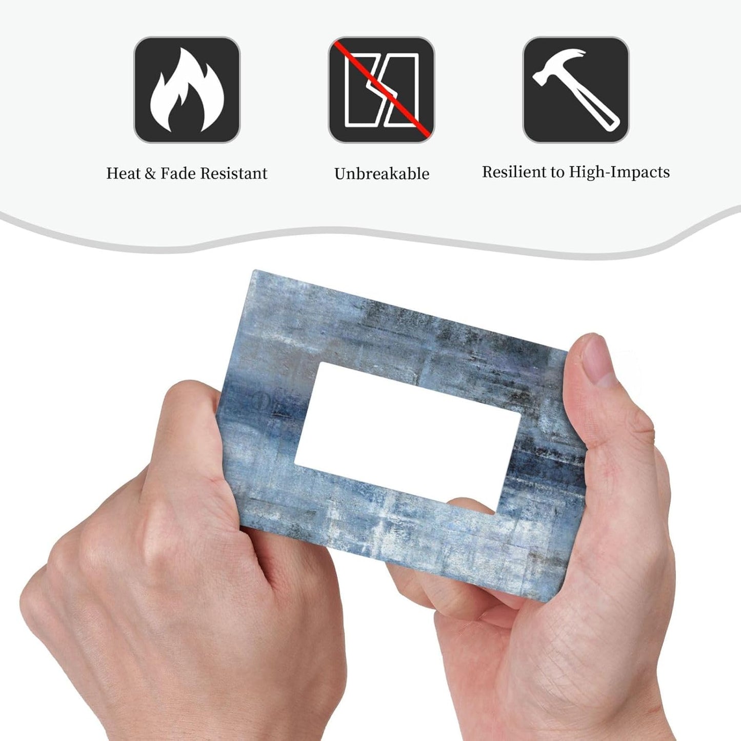 Modern Navy Indigo Blue Gray Abstract Brush Art Paint GFCI/Decorator Rocker Outlet Light Switch Cover