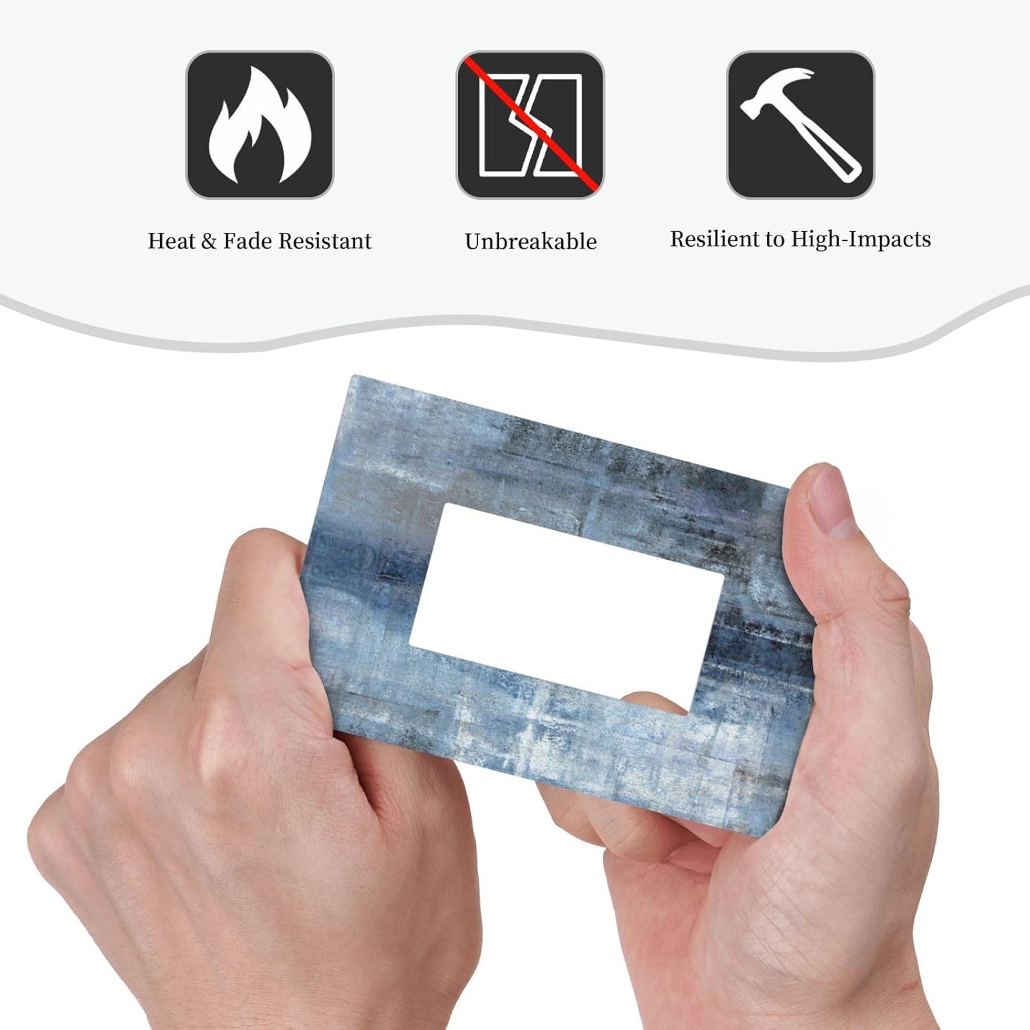 Modern Navy Indigo Blue Gray Abstract Brush Art Paint GFCI/Decorator Rocker Outlet Light Switch Cover