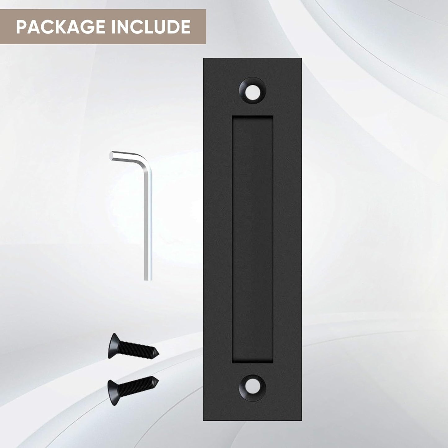Modern Simple Matte Black Sliding Barn Door Handle 8-3/5'' Finger Flush Pull for Gates Garages Cabinets & Drawers