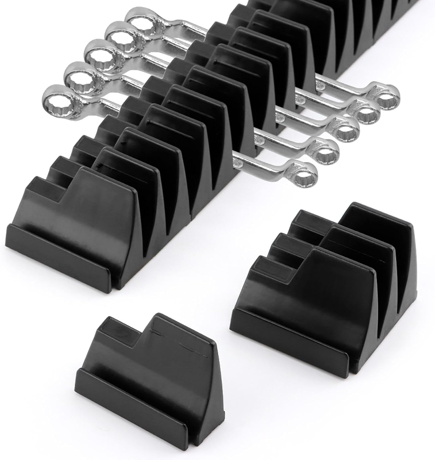 Modular Magnetic Wrench Organizer for Tool Box - Holds 20 Wrenches - Tool Storage Rack