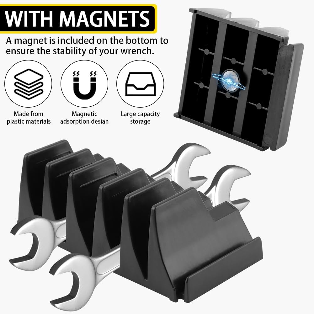 Modular Magnetic Wrench Organizer for Tool Box - Holds 20 Wrenches - Tool Storage Rack