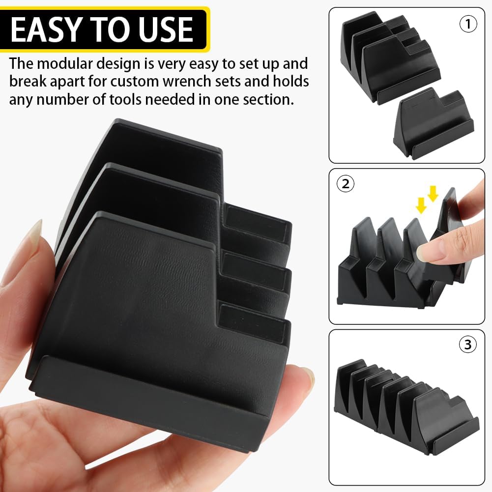 Modular Magnetic Wrench Organizer for Tool Box - Holds 20 Wrenches - Tool Storage Rack
