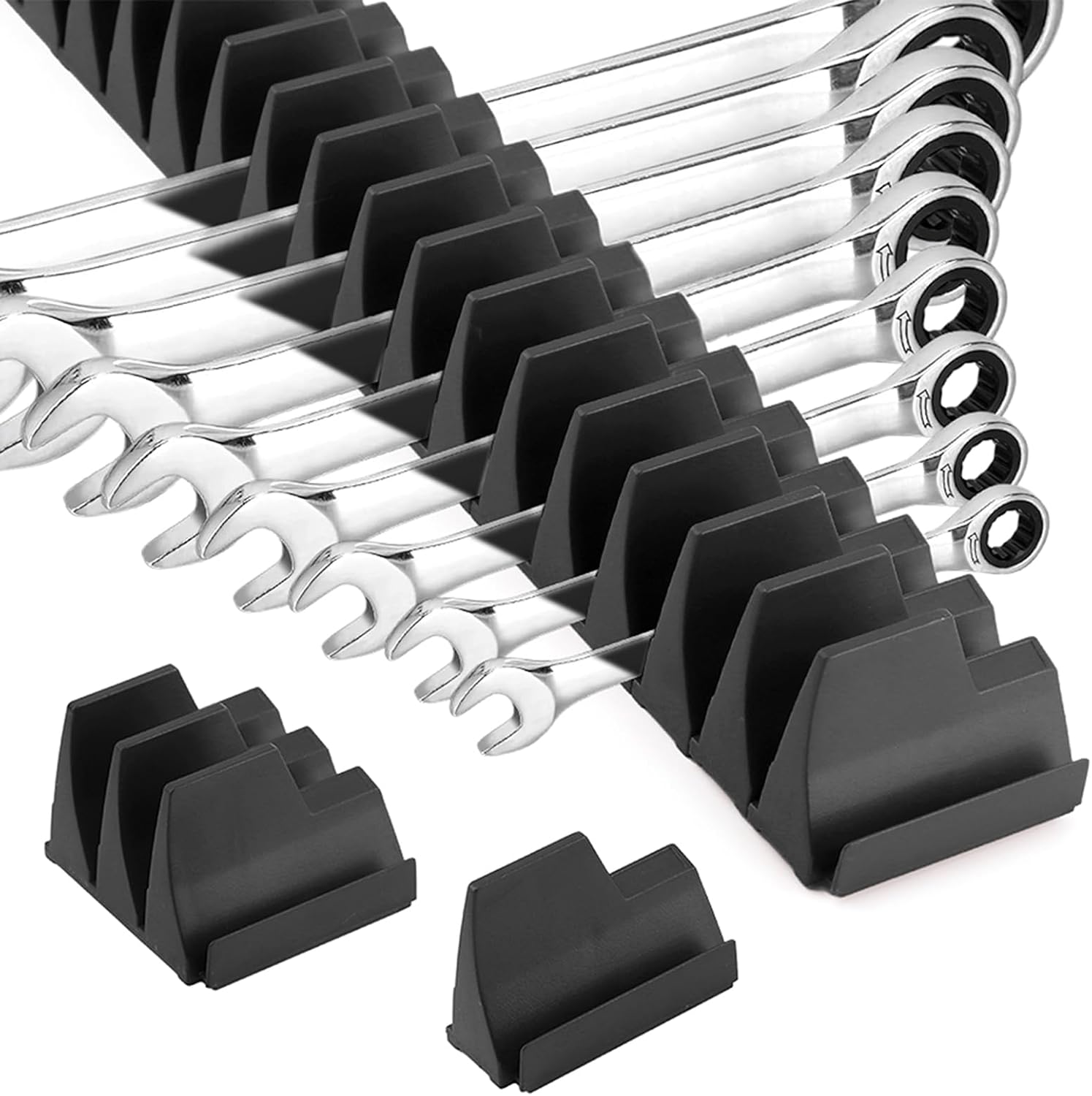 Modular Magnetic Wrench Organizer for Tool Box - Holds 20 Wrenches - Tool Storage Rack
