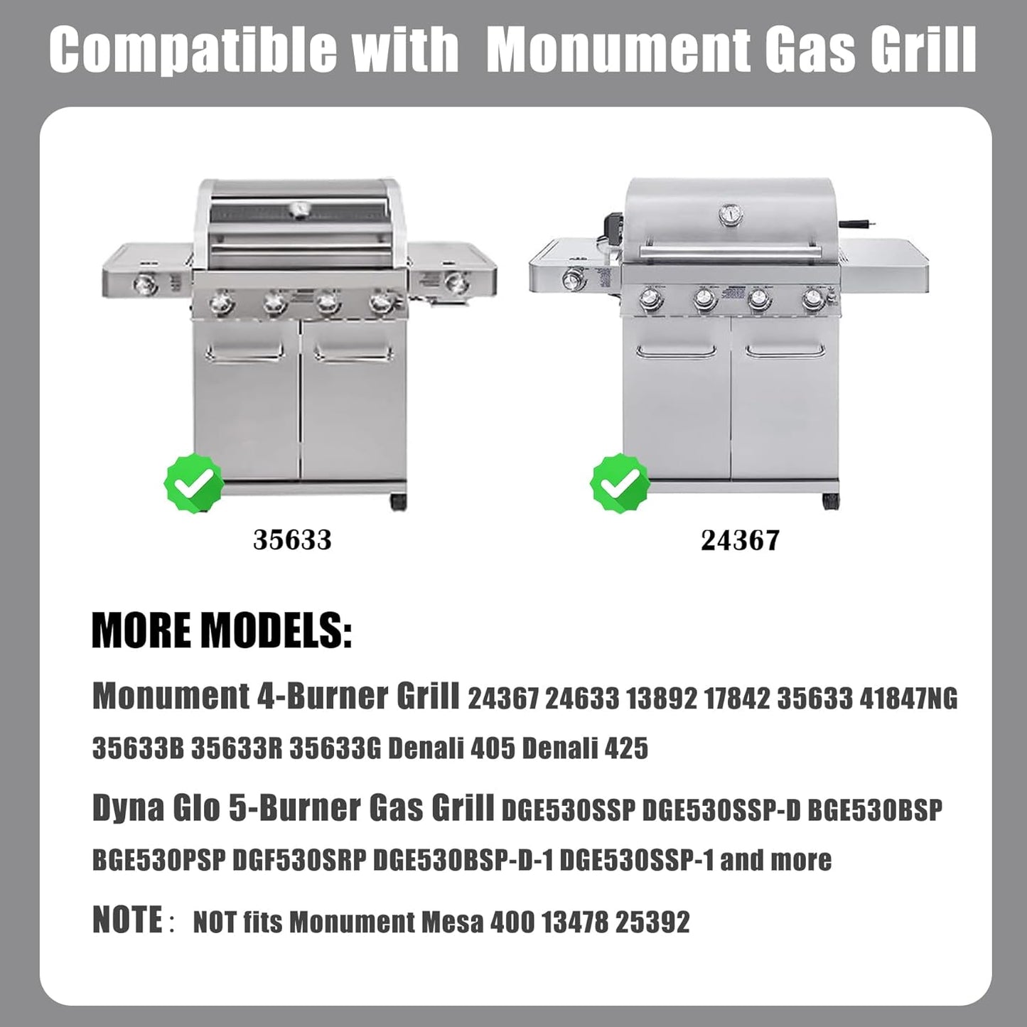 Monument 24367 24633 13892 17842 35633 41847NG Grill Full Size Griddle Inserts - Carbon Steel Replacement Parts