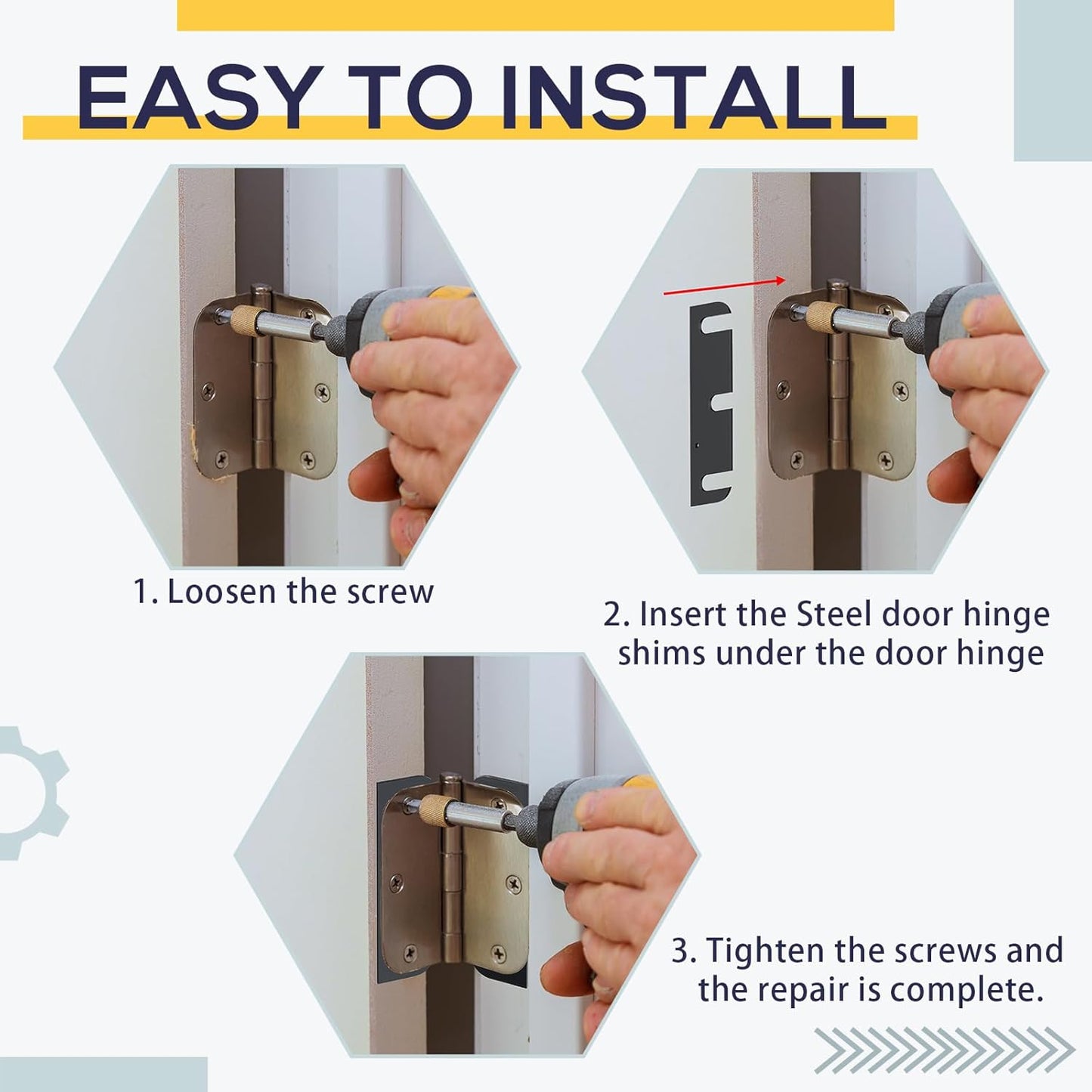 MorningRo Hardware Door Hinge Shims Kit - 3.5 Inch, 15 Pcs - Coated Finish for Door Hinge Repair
