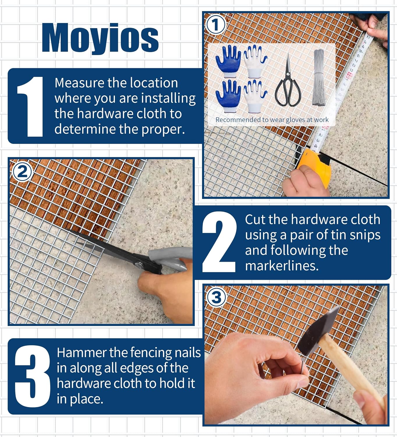 Moyios 1/2 Inch 16" x 50 FT 19 Gauge Hardware Cloth Roll - Hot Dip Galvanized Wire Mesh for Chicken Coops, Building, Crafts, Gardens, Dogs, and Poultry - Welded Silver Mesh Netting