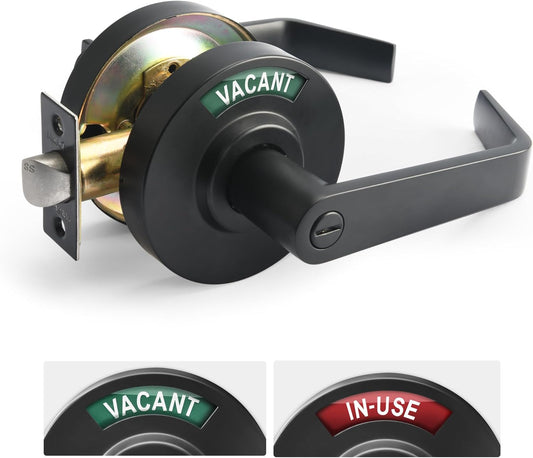 MrArm Privacy Indicator Lock and Lever - Grade 2 Commercial Door Handle for Public Restrooms in Restaurants, Hospitals, and Medical Offices - Matte Black
