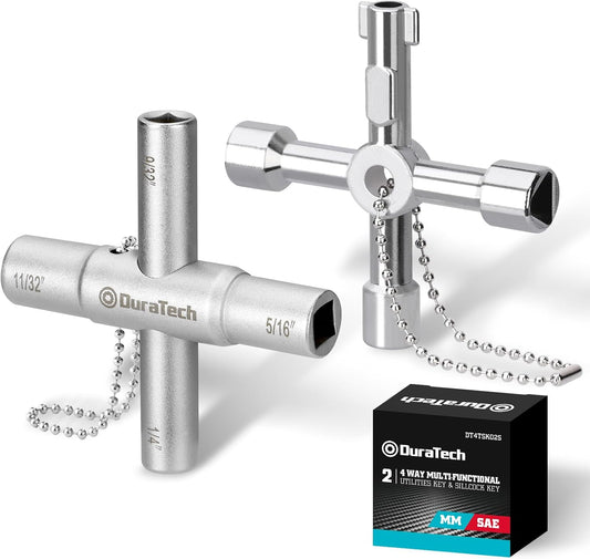 Multi-functional 4 Way Sillcock Key Set for Valve, Faucet, Spigots - 2 Pack