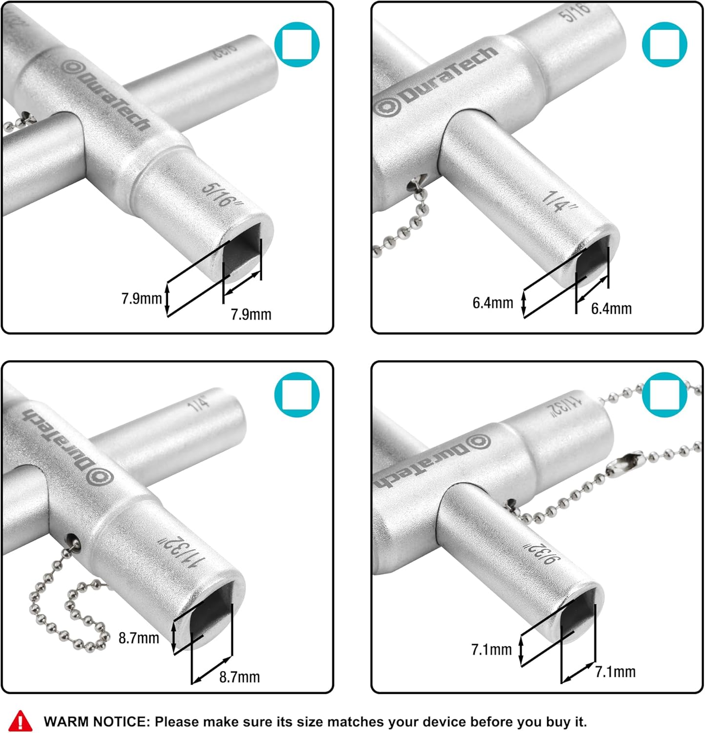 Multi-functional 4 Way Sillcock Key Set for Valve, Faucet, Spigots - 2 Pack